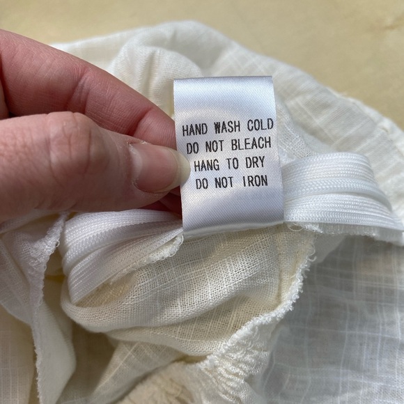 OLIA Taylor Linen Blend Strapless Crop Tie Top Sz Medium M Cream Summer Vacation - Picture 8 of 8